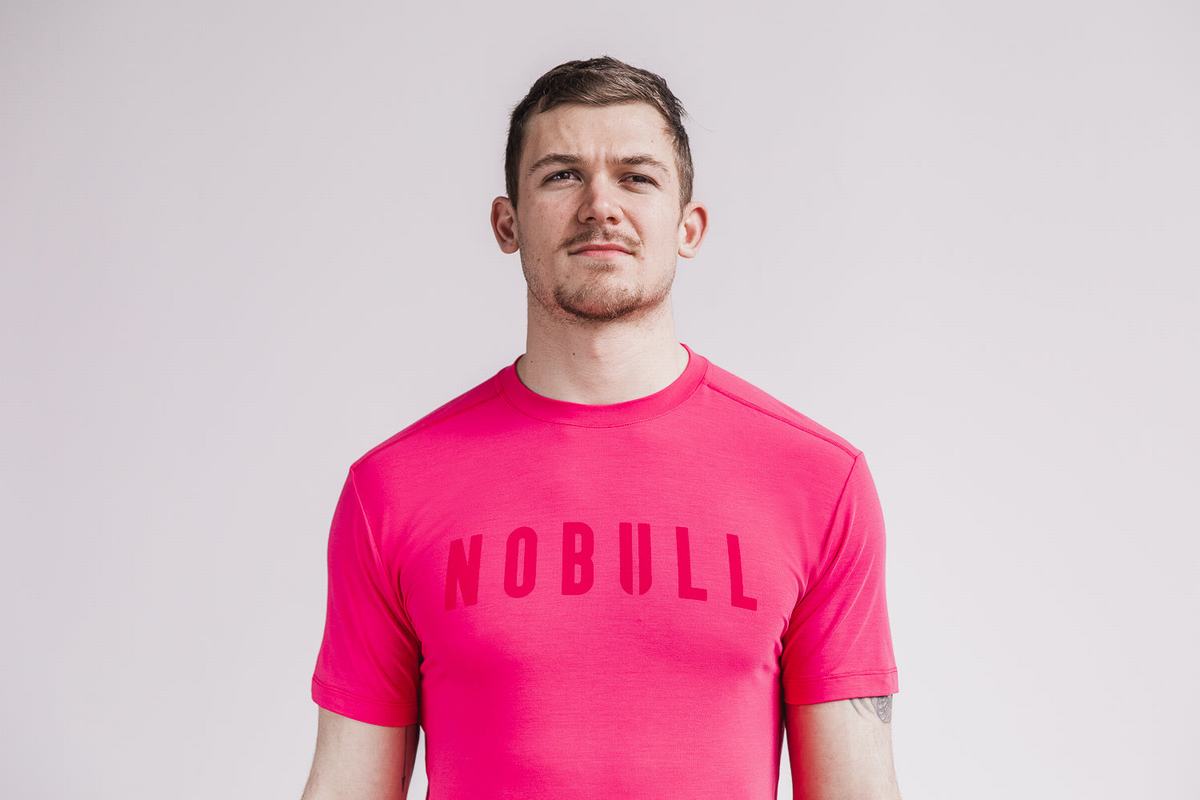 Nobull Men\'s T Shirts Pink | Australia (JR6894)